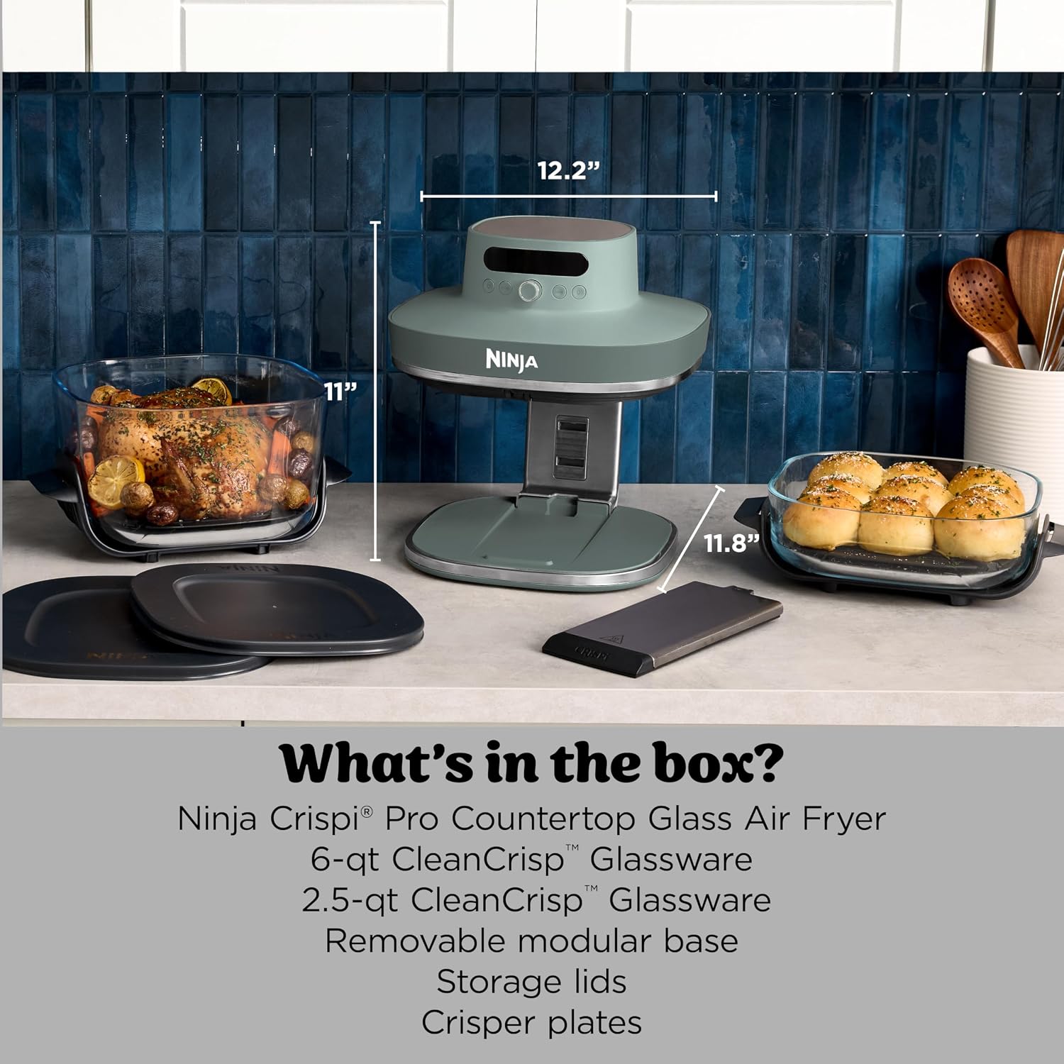 Detalle 2 de Ninja AS101CDG Crispi Pro Glass Air Fryer, 6-in-1, 1800W, Ash Grey