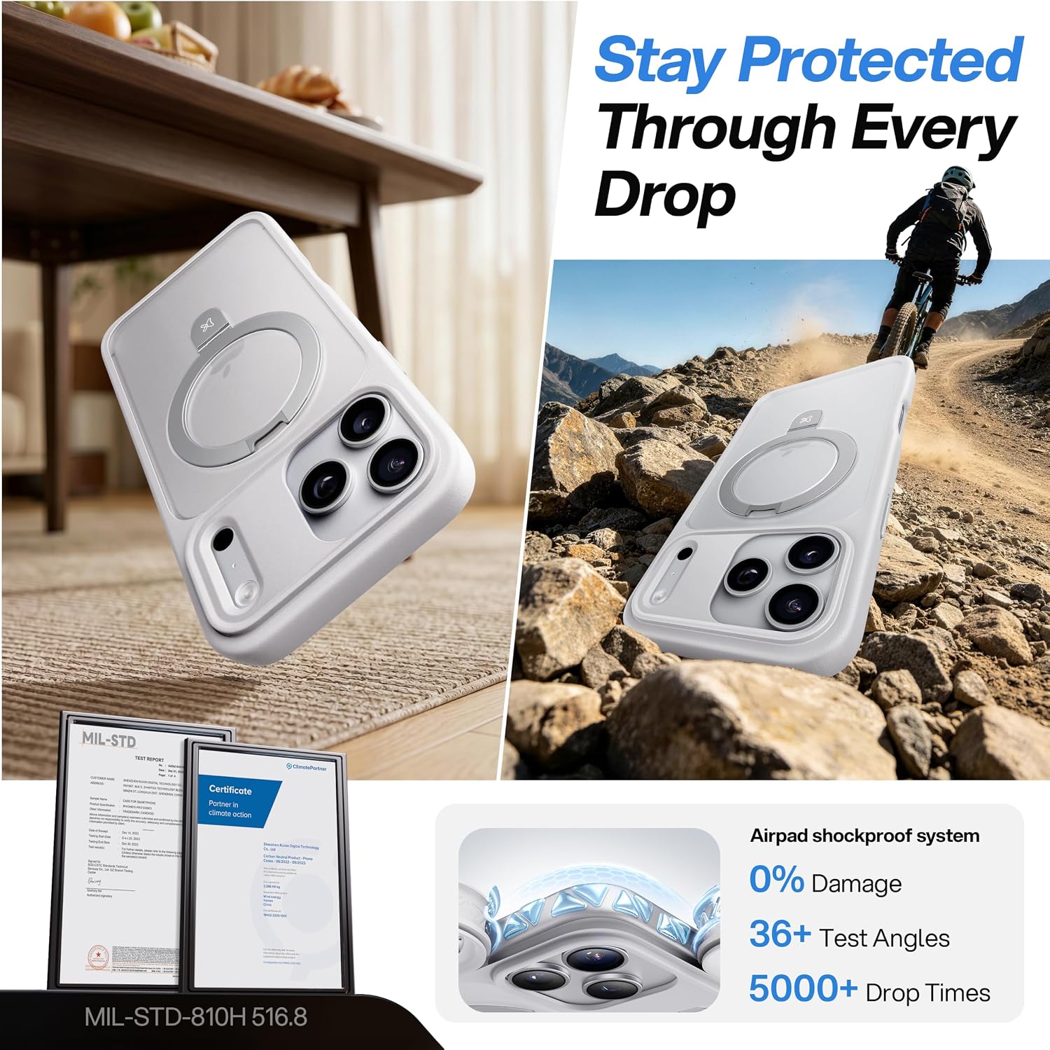 Thumbnail 4 de CASEKOO MagicStand Magnetic Stand Case for iPhone 18 Pro Max, Matte White