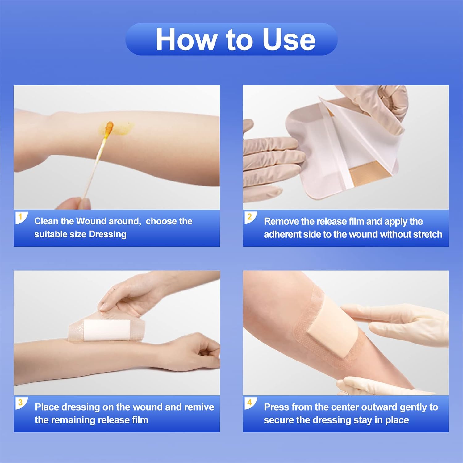 Thumbnail 5 de Niceful Silicone Foam Dressing, 5 x 5 Inch Bordered, 10 Count