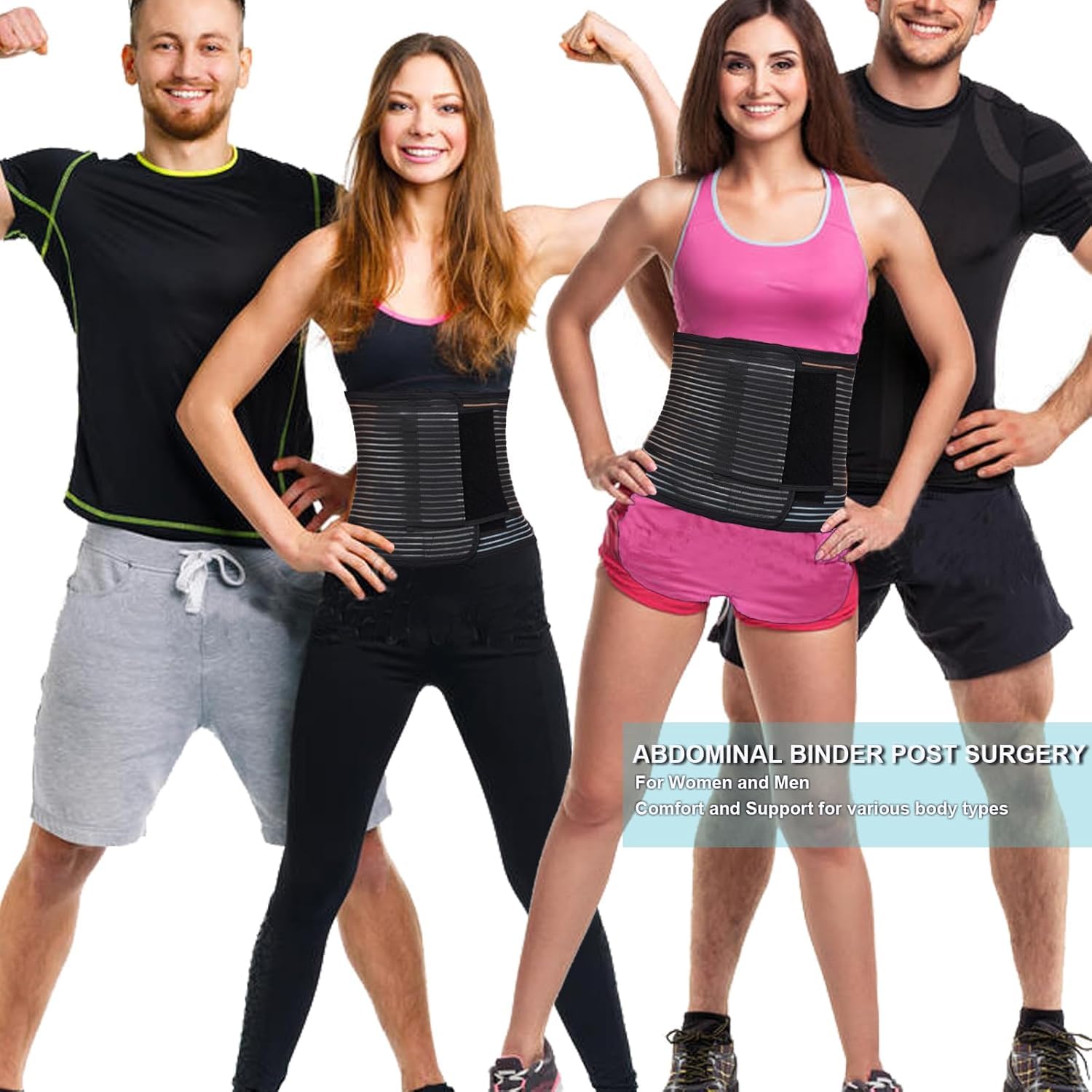 Detalle de MAMODY Abdominal Binder, XL Adjustable Waist Support Belt in Black