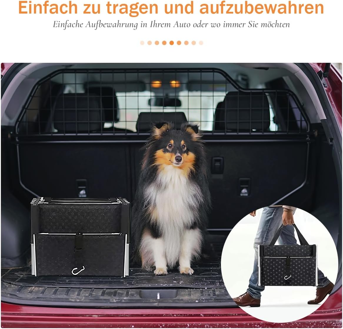 Detalle de Hundetreppe Auto 6 Stufen – Klappbar, Aluminium, bis 70 kg, 80 cm Hoch