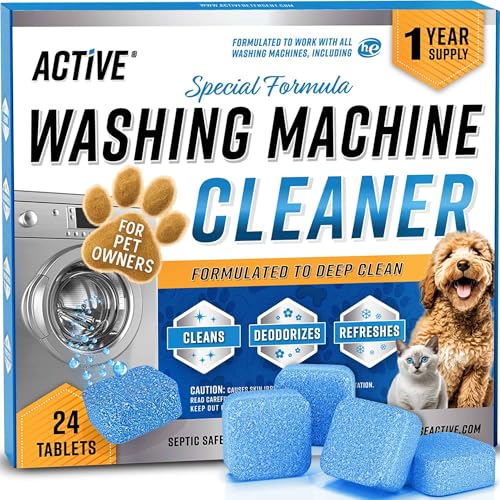 Detalle de ACTIVE Pet Owner Enzymatic Washing Machine Cleaner (24 Tablets) — 5-in-1 Deep Clean for Cat & Dog Hair, Odor, and Residue