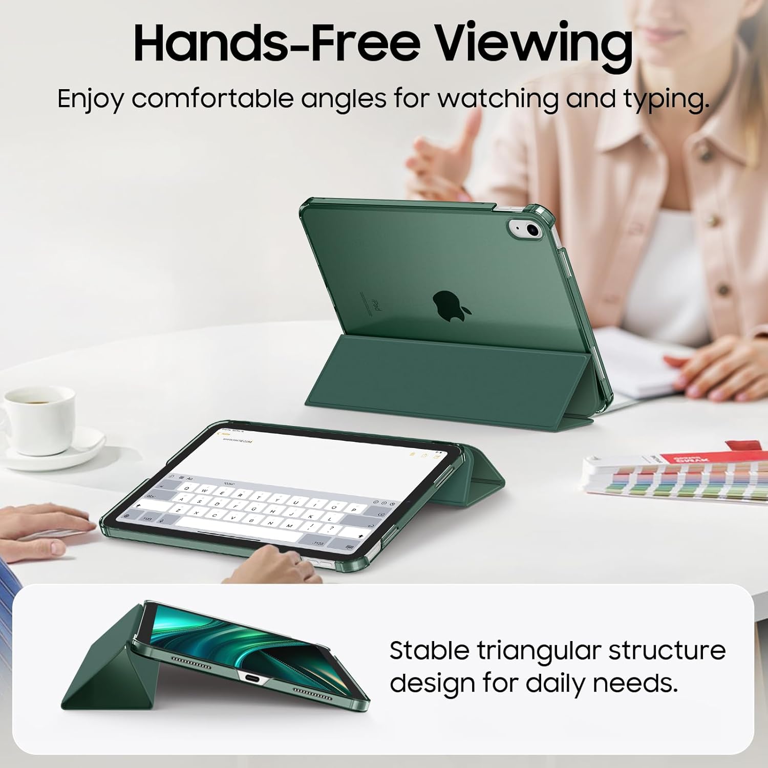 Thumbnail 2 de Fintie Schutzhülle für iPad 11. Generation 2025 (A16) & iPad 10. Generation 10,9" – ultradünn, dunkelgrün, mit Auto Wake/Sleep