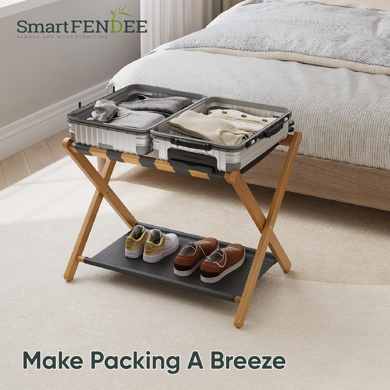 Detalle 2 de Smart FENDEE Luggage Rack, Bamboo
