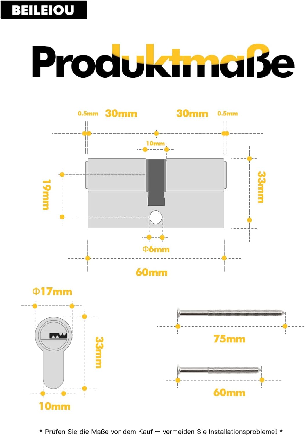 Detalle 2 de Cilindro di chiusura profilato 60mm (30/30) con 8 chiavi: sicurezza e versatilità per la tua porta