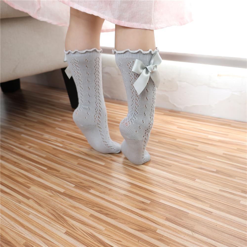 Thumbnail 5 de Sugarmelon Baby Girls Ruffle Sock with Bows: Mesh Knee-High Comfort for Little Ones