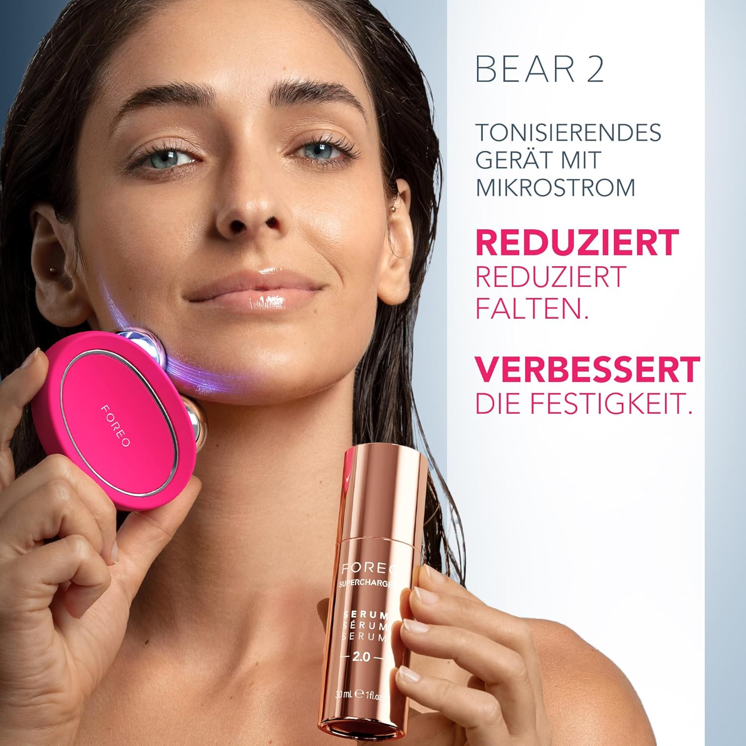 Thumbnail 5 de FOREO Total Facelift Set mit BEAR 2 Mikrostromgerät, SUPERCHARGED Serum 2.0 (30 ml) & HA+PGA Intensivpflege (50 ml) – Anti-Aging