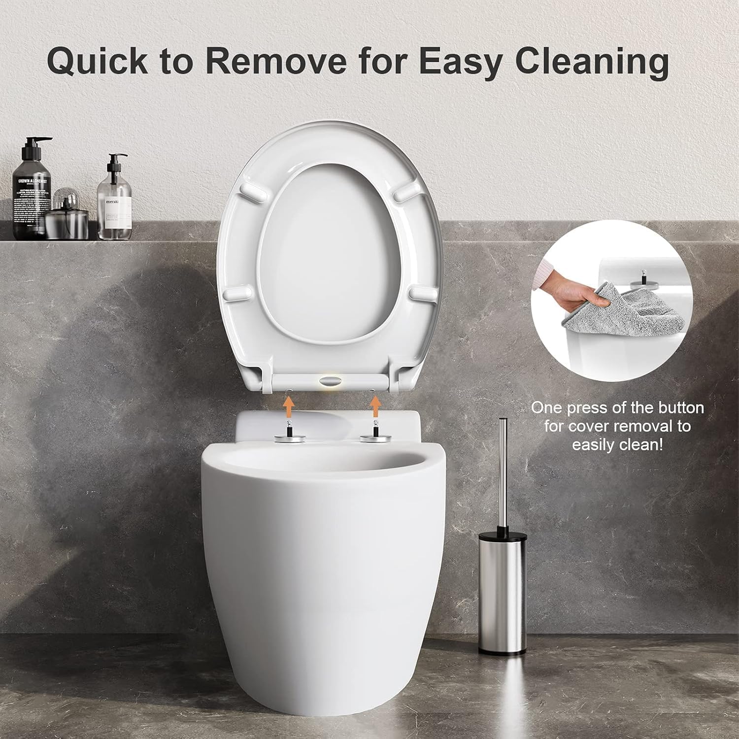 Thumbnail 3 de Pipishell Soft Close Oval Toilet Seat with Heavy-Duty Urea-Formaldehyde and Adjustable Stainless Hinges
