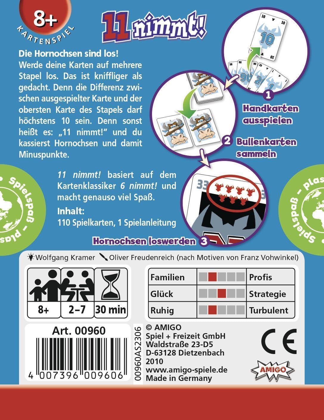 Detalle 2 de AMIGO Spiel + Freizeit 960 – 11 nimmt! Kartenspiel für rasante Runden
