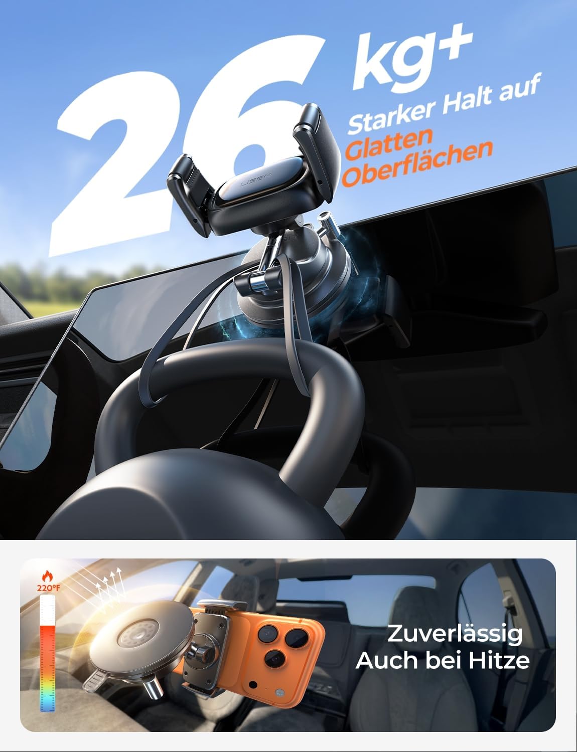 Detalle de LISEN Snapmount Handy Halterung Auto – Selbstanpassende Vakuum-Halterung mit 360° Drehung