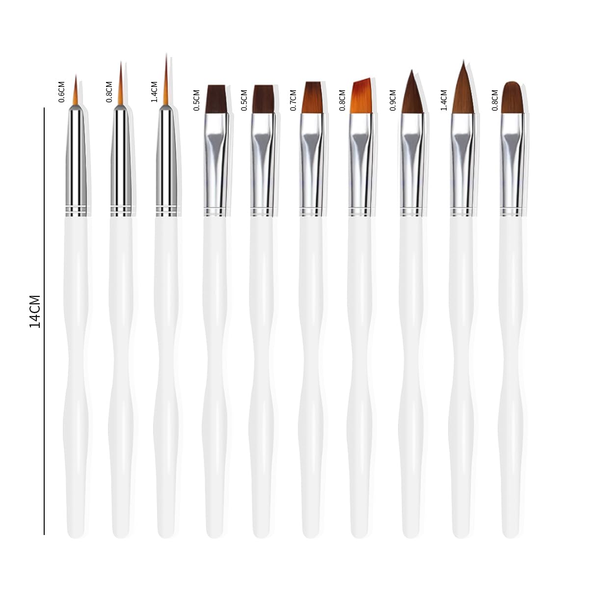 Detalle de ZEOHBETY Nagelkunstpinsel-Set (10-teilig) – Fine-Liner & Nageldesign-Malpinsel, weiß