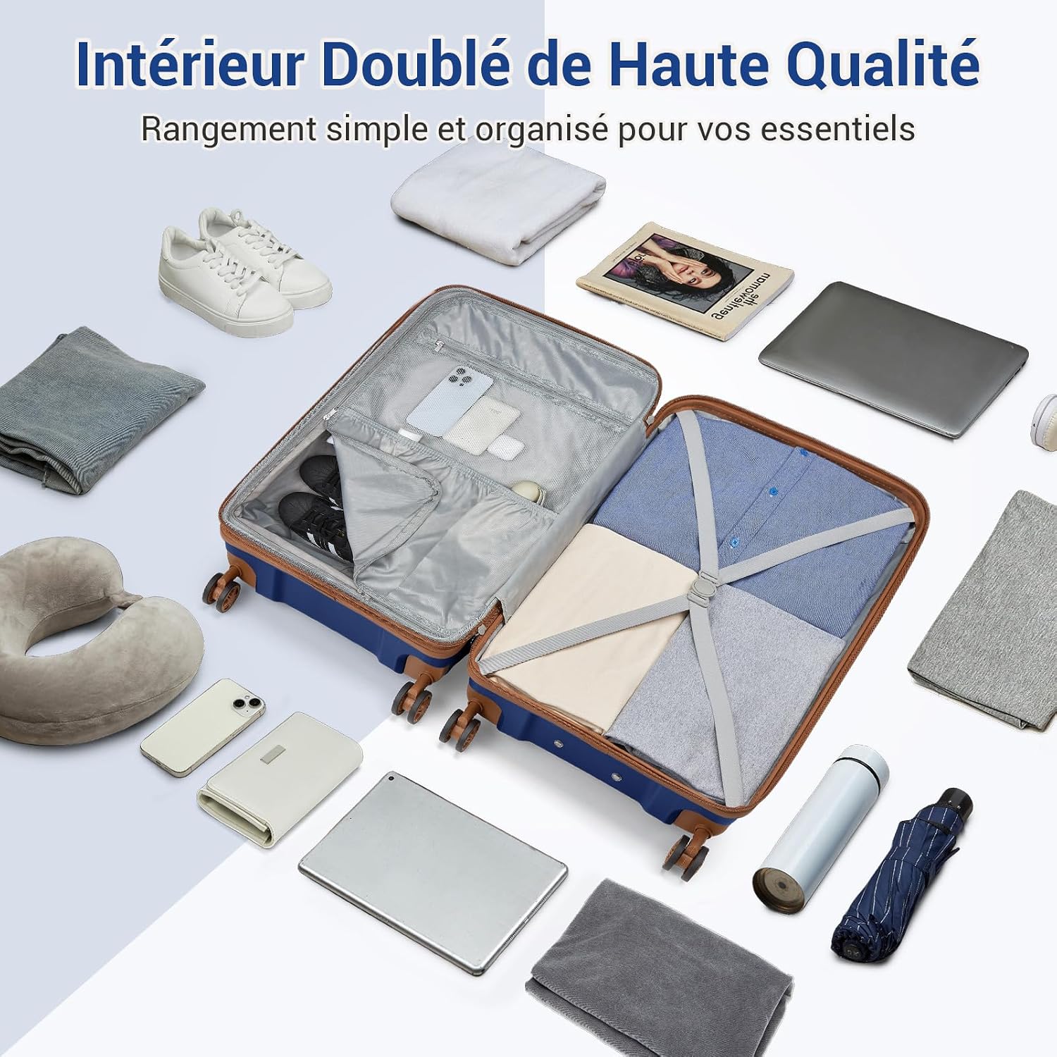 Thumbnail 6 de Kono Valise Grande Taille Extensible – Valise Soute à Roulettes 4 Spiners en Polypropylène