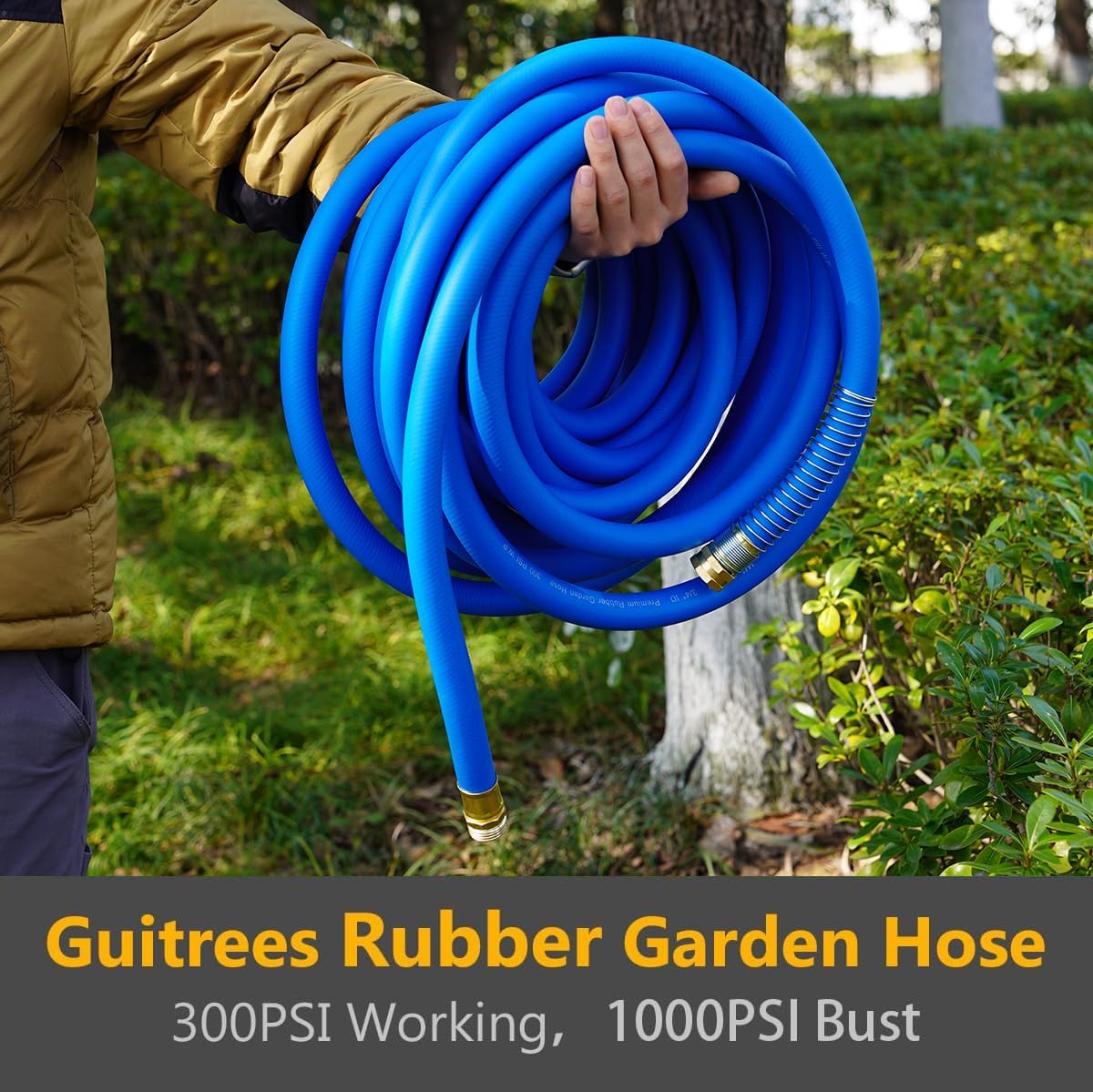 Detalle de Guitrees 75FT 5/8 Rubber Garden Hose, 200 PSI, Five-Layer Braiding