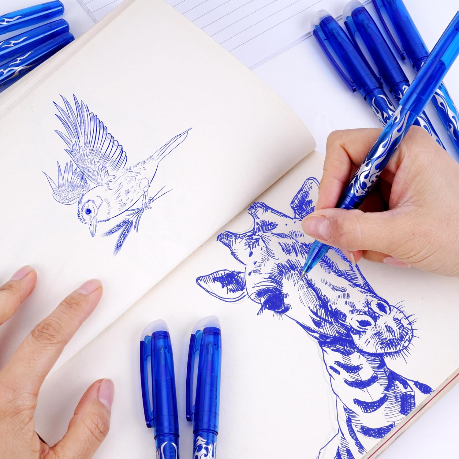 Detalle 2 de YIIFELL uitwisbare gelpennen, 12 stuks met blauwe inkt en 0,7 mm punt