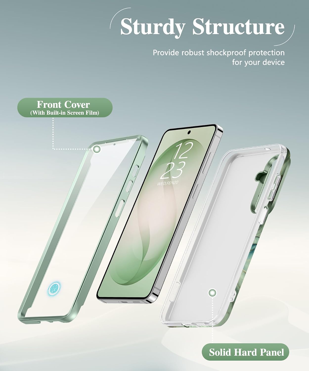 Thumbnail 6 de GVIEWIN Marble Case for Samsung Galaxy S26 Plus (6.7") with Slide Camera Cover, Front Frames, and HD Screen Protector