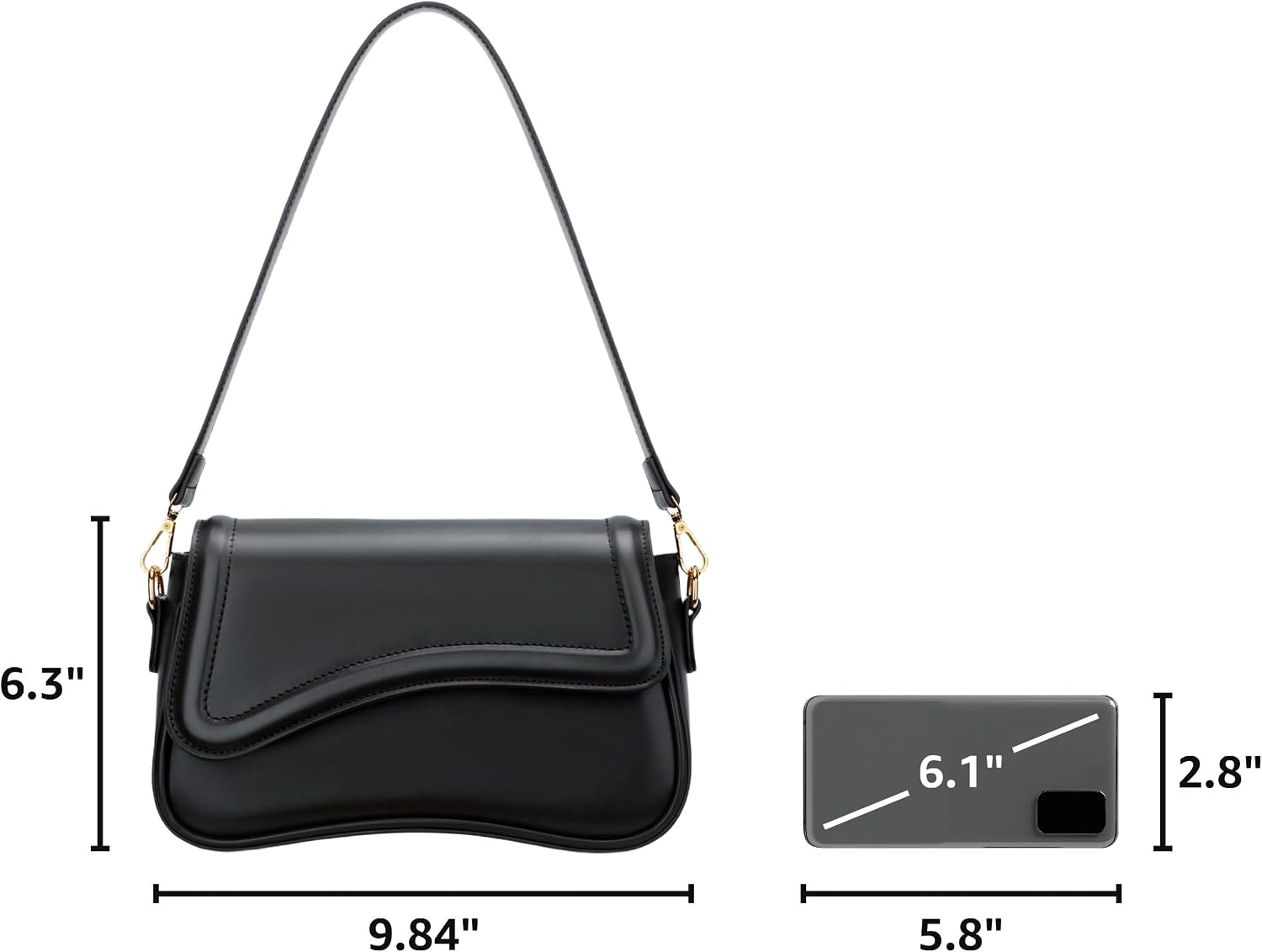 Thumbnail 2 de KKXIU Small Shoulder Bag for Women with Detachable Strap and Gold Chain