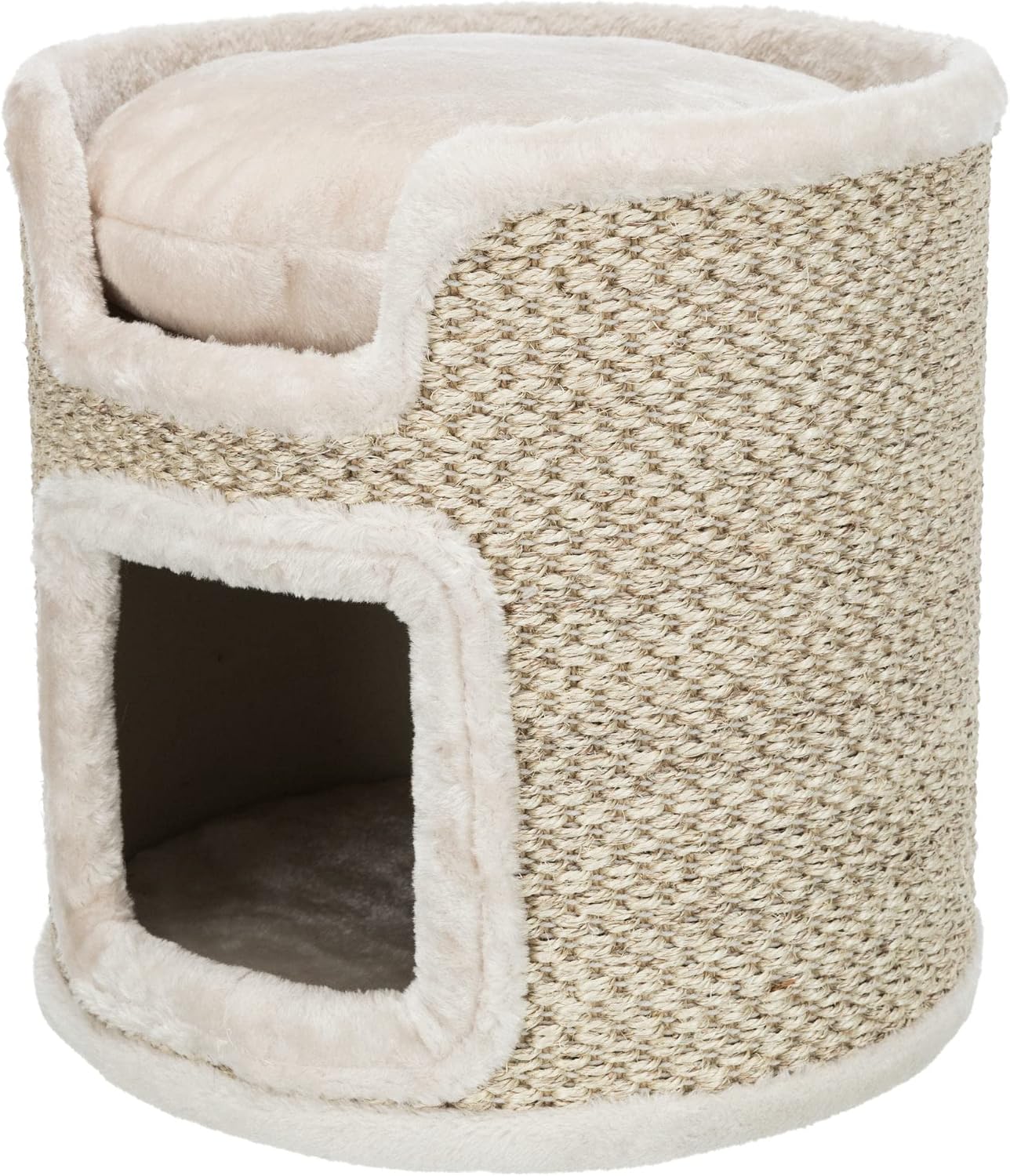 Detalle de TRIXIE Tower Ria kattenkrabmeubel 37 cm met sisal en pluche, lichtgrijs/naturel