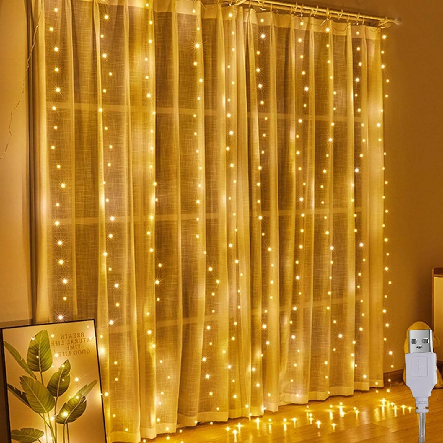Detalle de A.bigwhale Lichtervorhang 2x2m 200 LED
