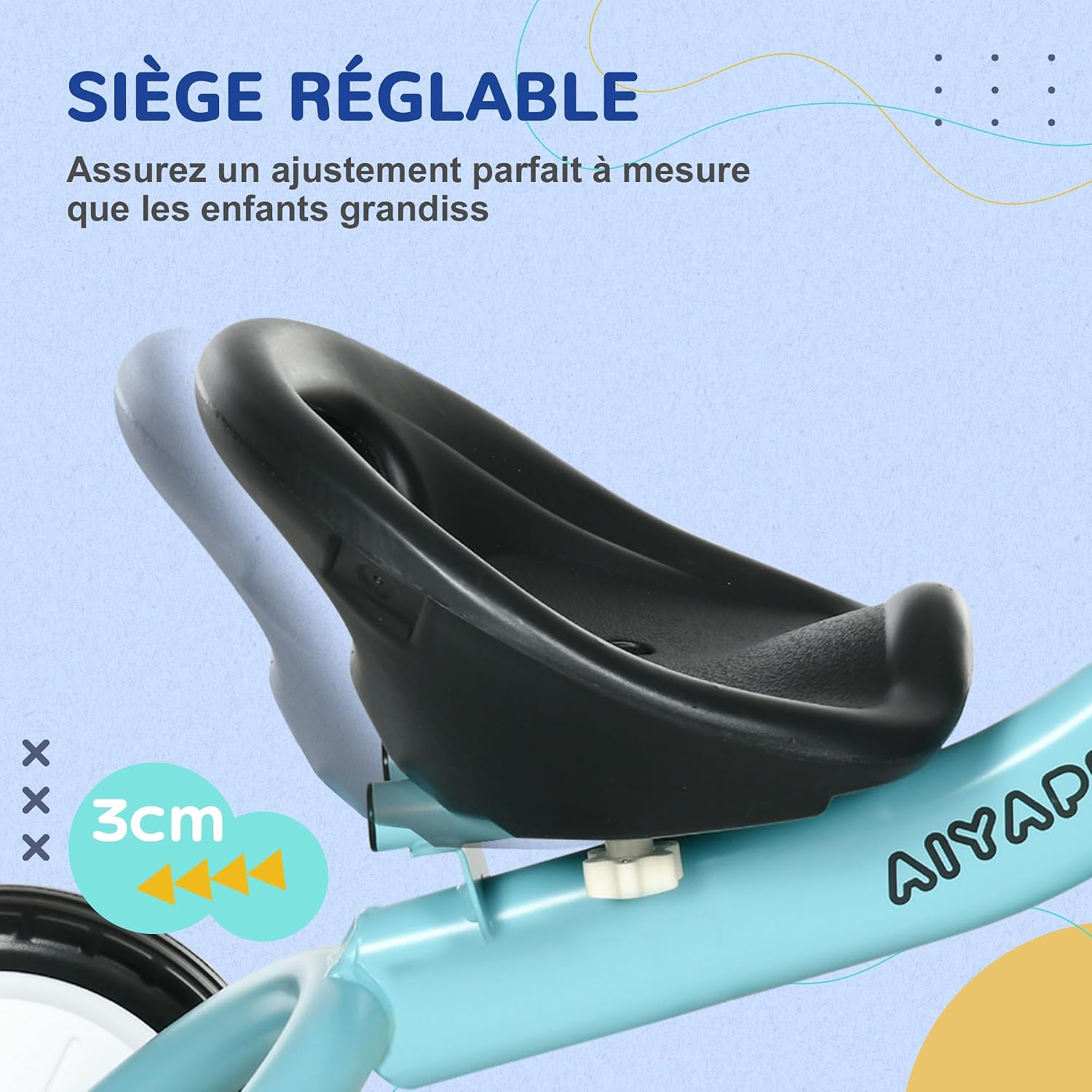 Detalle 2 de AIYAPLAY 370-267V00BU driewieler met verstelbaar zadel, rugleuning en mand