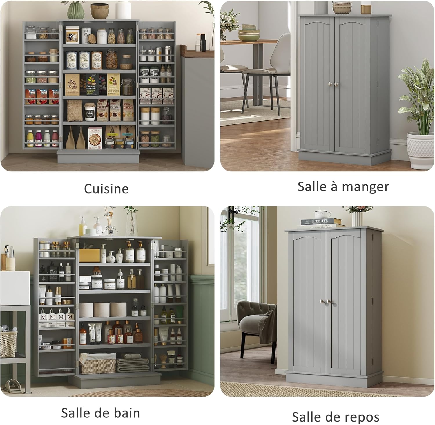 Thumbnail 6 de HOMCOM Armoire de Cuisine Buffet 60 x 30 x 104 cm – Gris