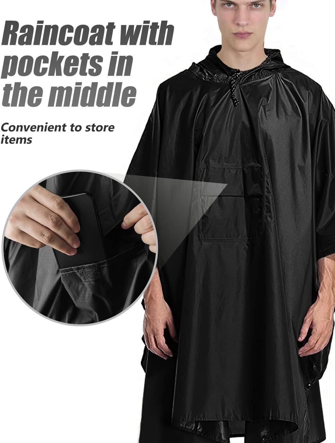 Detalle de Victoper Waterproof Poncho Adult — Lightweight, Reusable Rain Poncho for Outdoor Adventures