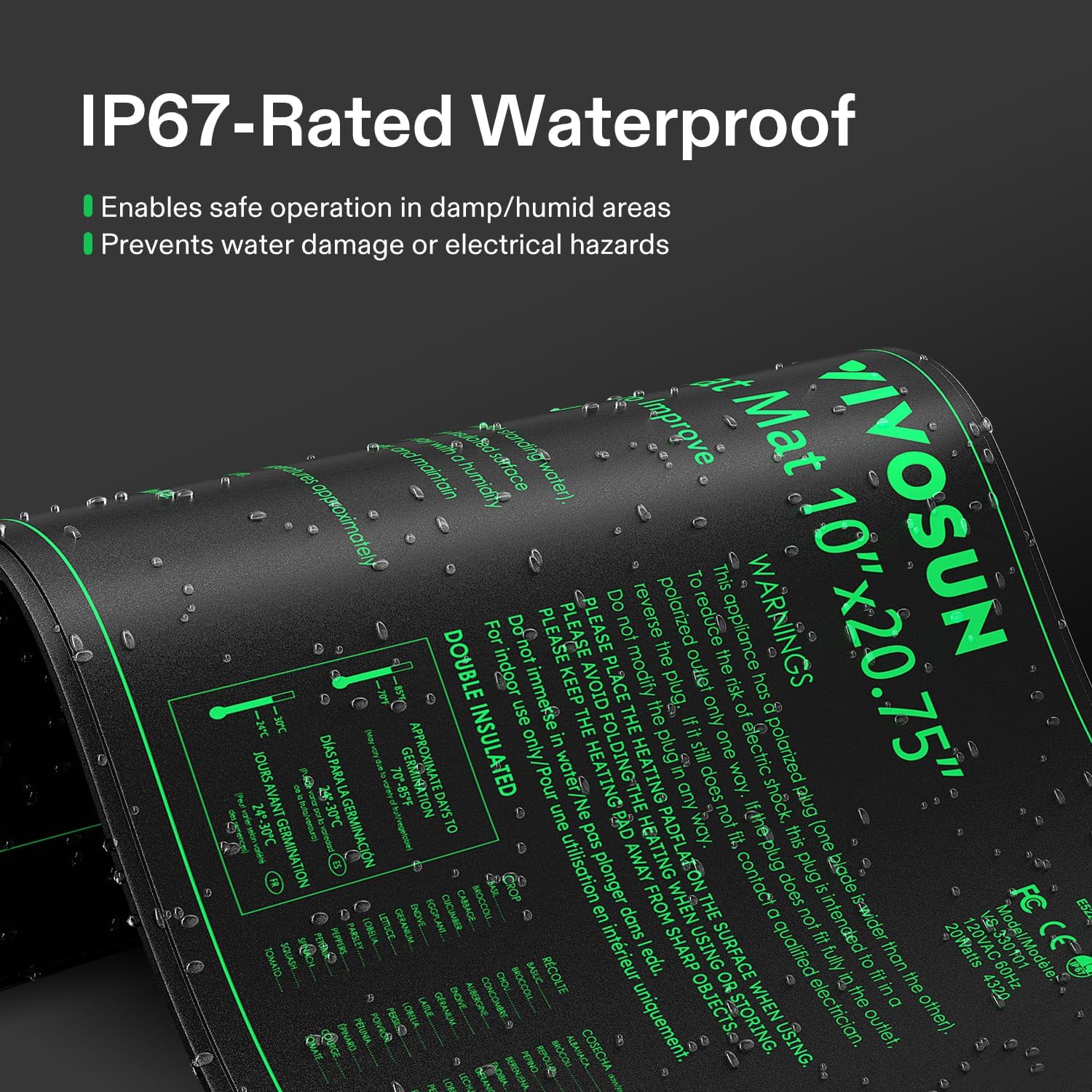 Thumbnail 3 de VIVOSUN tappetino riscaldante per piantine 52x122 cm: calore stabile per idroponica, serre e birrificazione