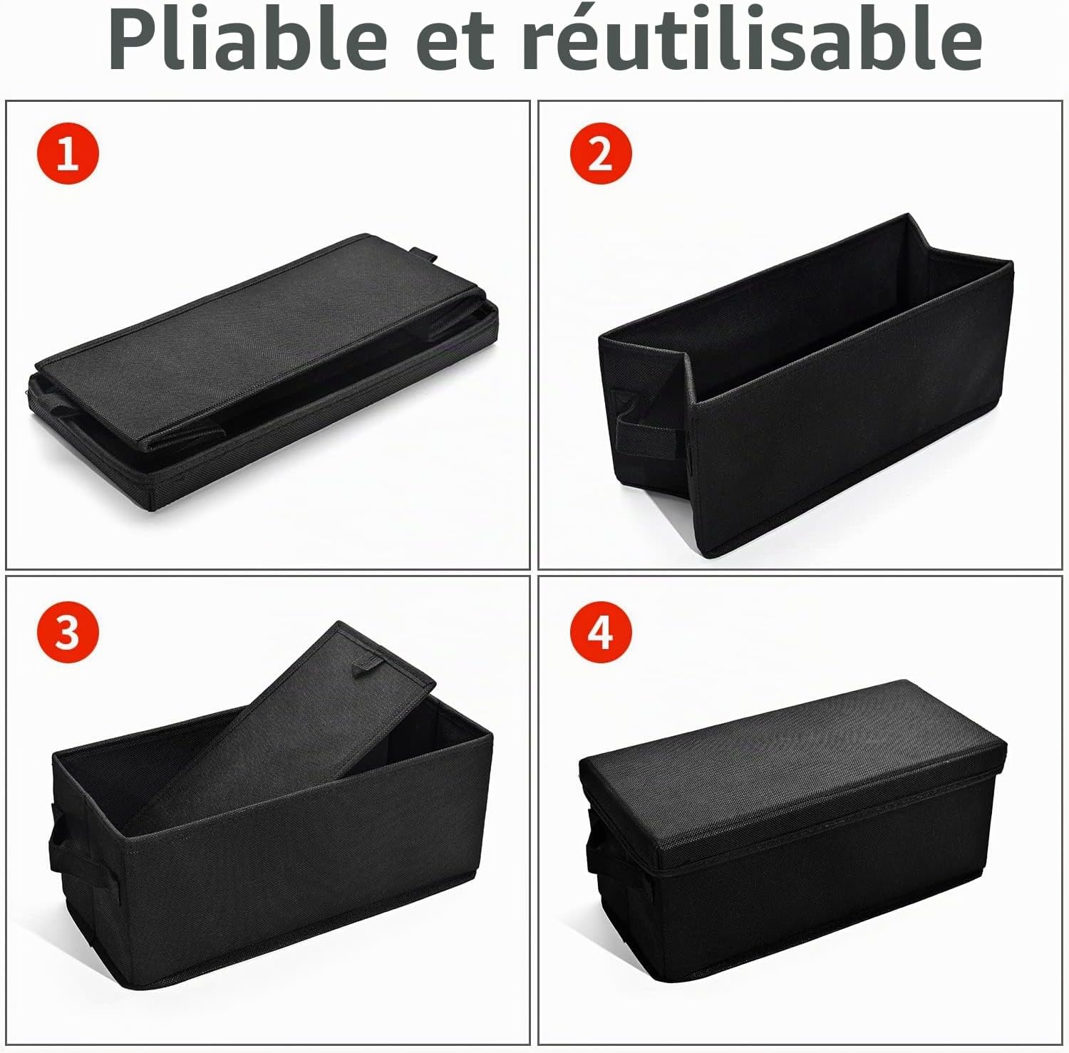 Detalle 2 de UENTIP 2pack cd-opbergdozen, opvouwbaar met deksel, zwart, 33,5 x 15 x 13,5 cm