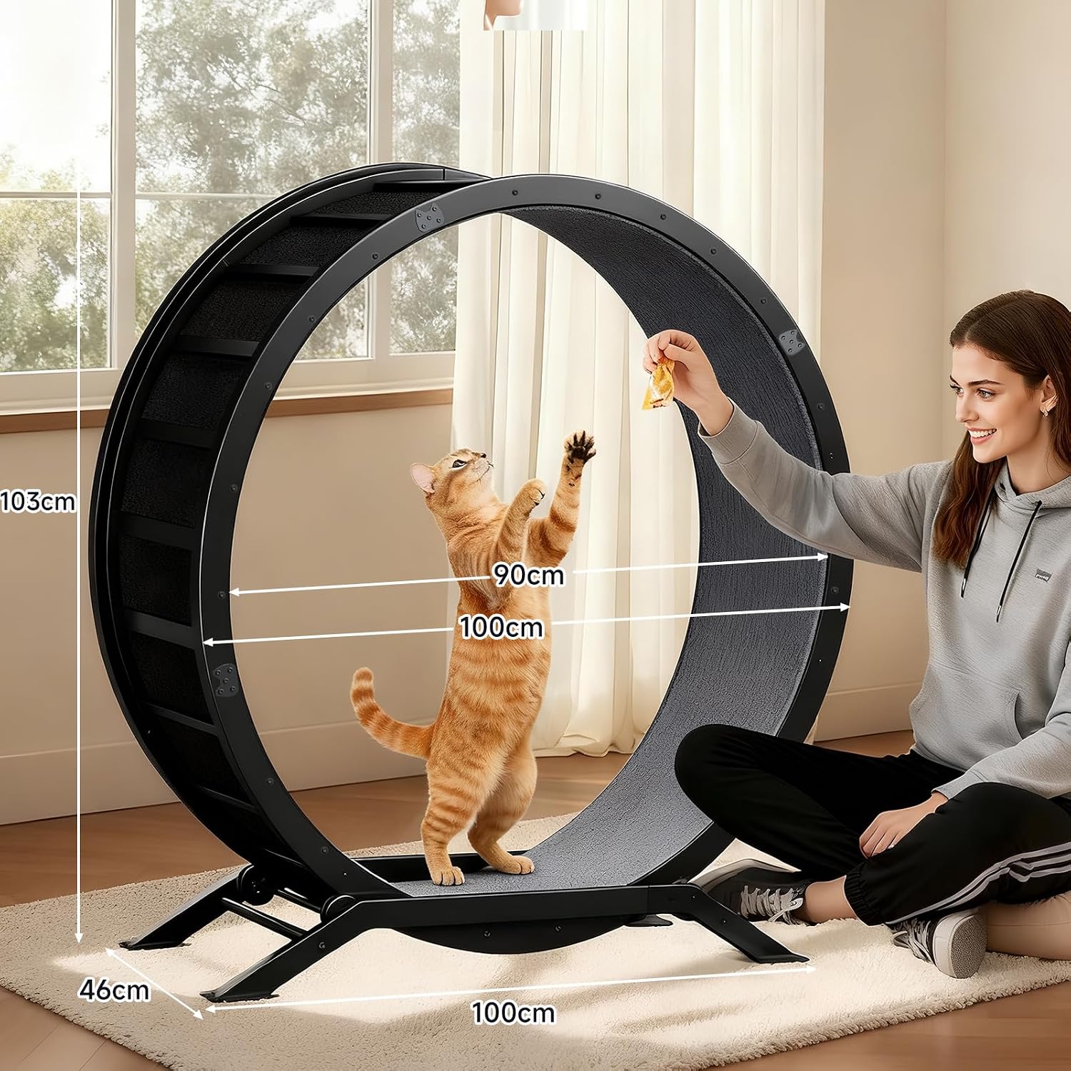 Thumbnail 6 de GTPLAYER Roue pour Chat XL 100 cm – Roue d'exercice silencieuse avec tapis amovible