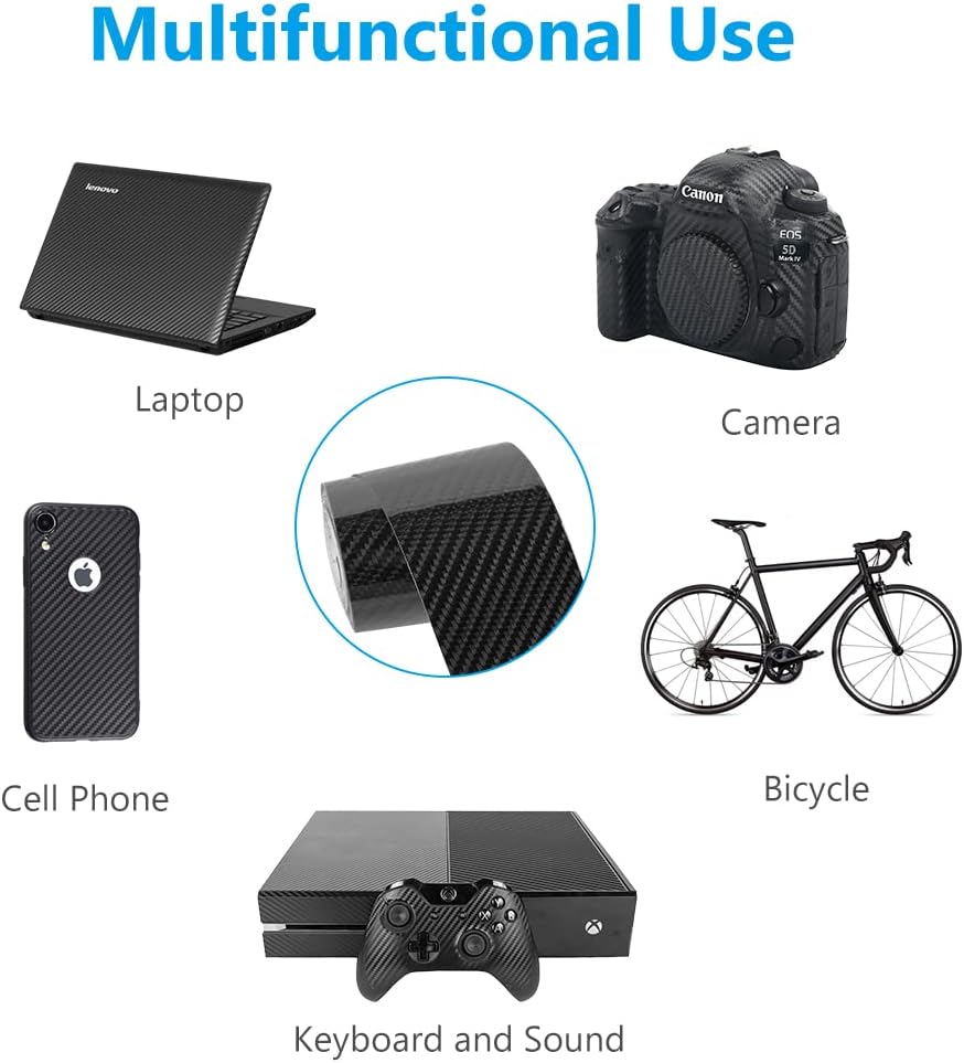 Thumbnail 6 de URAQT 6D Carbon Fibre Vinyl Wrap Roll (Black, Self-Adhesive, Waterproof Matte) – 10m x 5cm