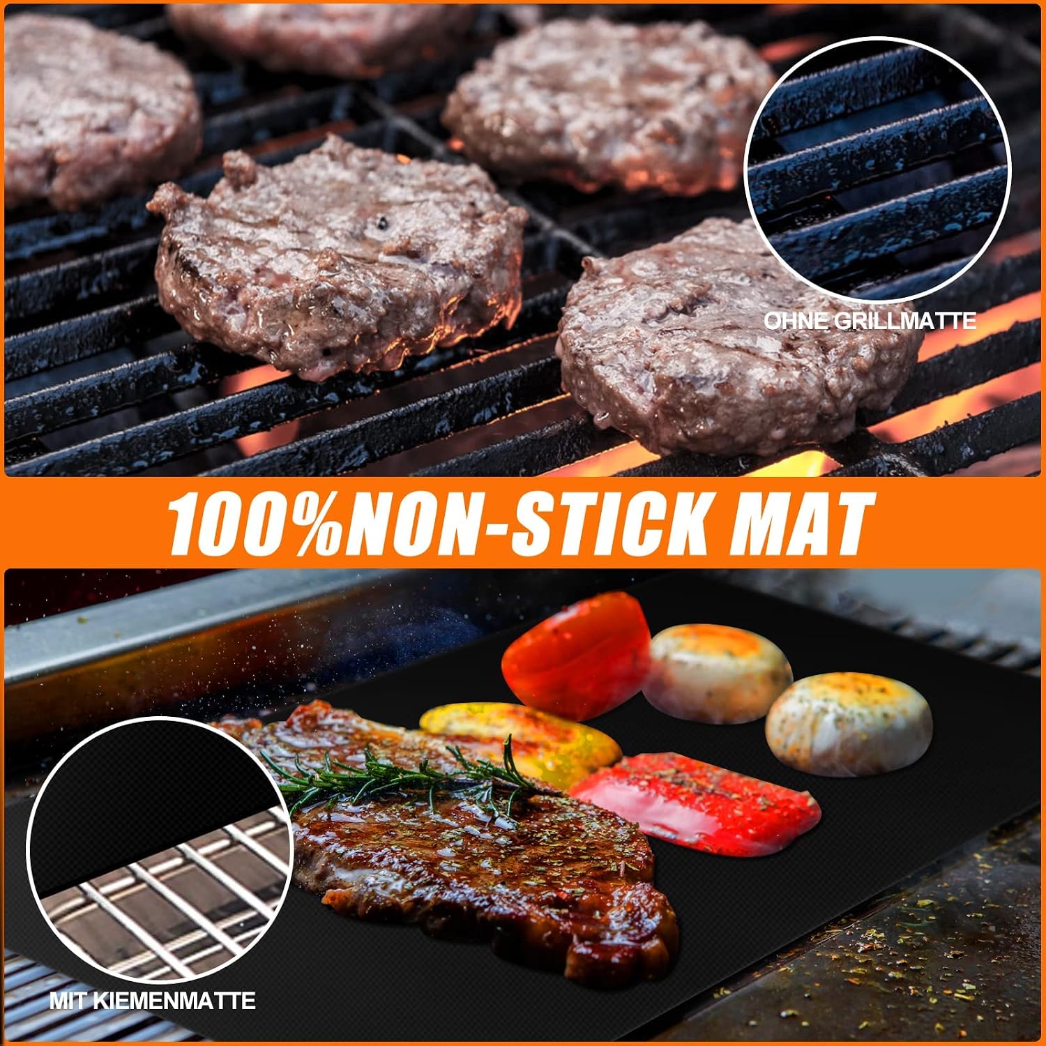 Thumbnail 1 de DIKER Grillmatte für Gasgrill (5er Set) 50x40 cm – wiederverwendbare Antihaft-Grillmatten