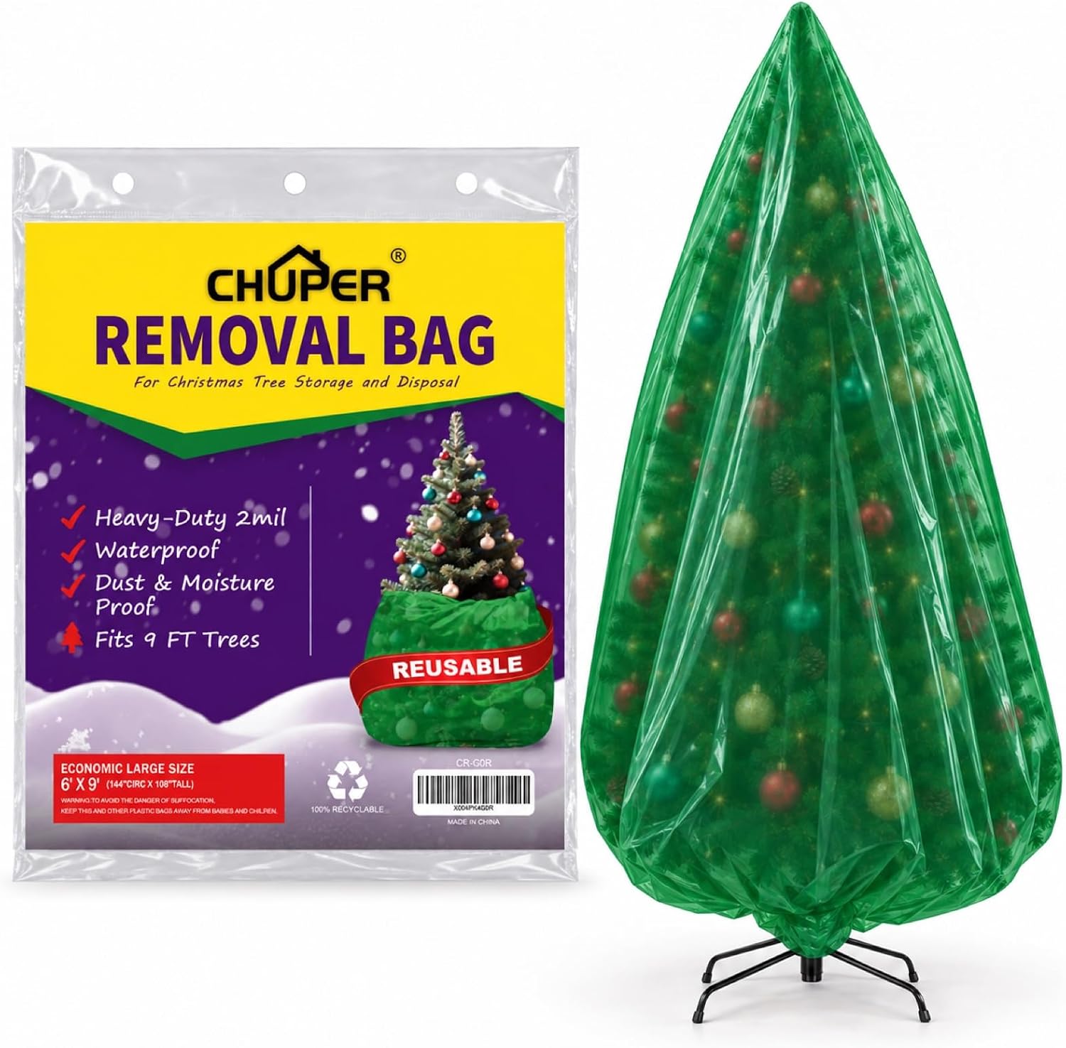 CHUPER Green Upright Christmas Tree Storage Bag 9ft 🎄