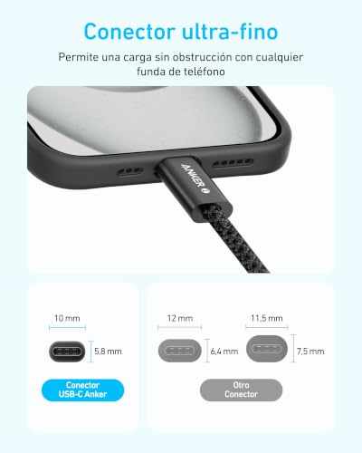 Detalle 2 de Anker Zolo 240W Cable USB C a USB-C (2 Pack, 1,8 m) - Carga rápida PD 3.1, nylon