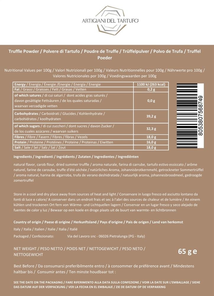 Thumbnail 1 de Artigiani del Tartufo Trüffel-Gewürzpulver (65 g) – Natürliches italienisches Gourmet-Trüffelgewürz, vegan