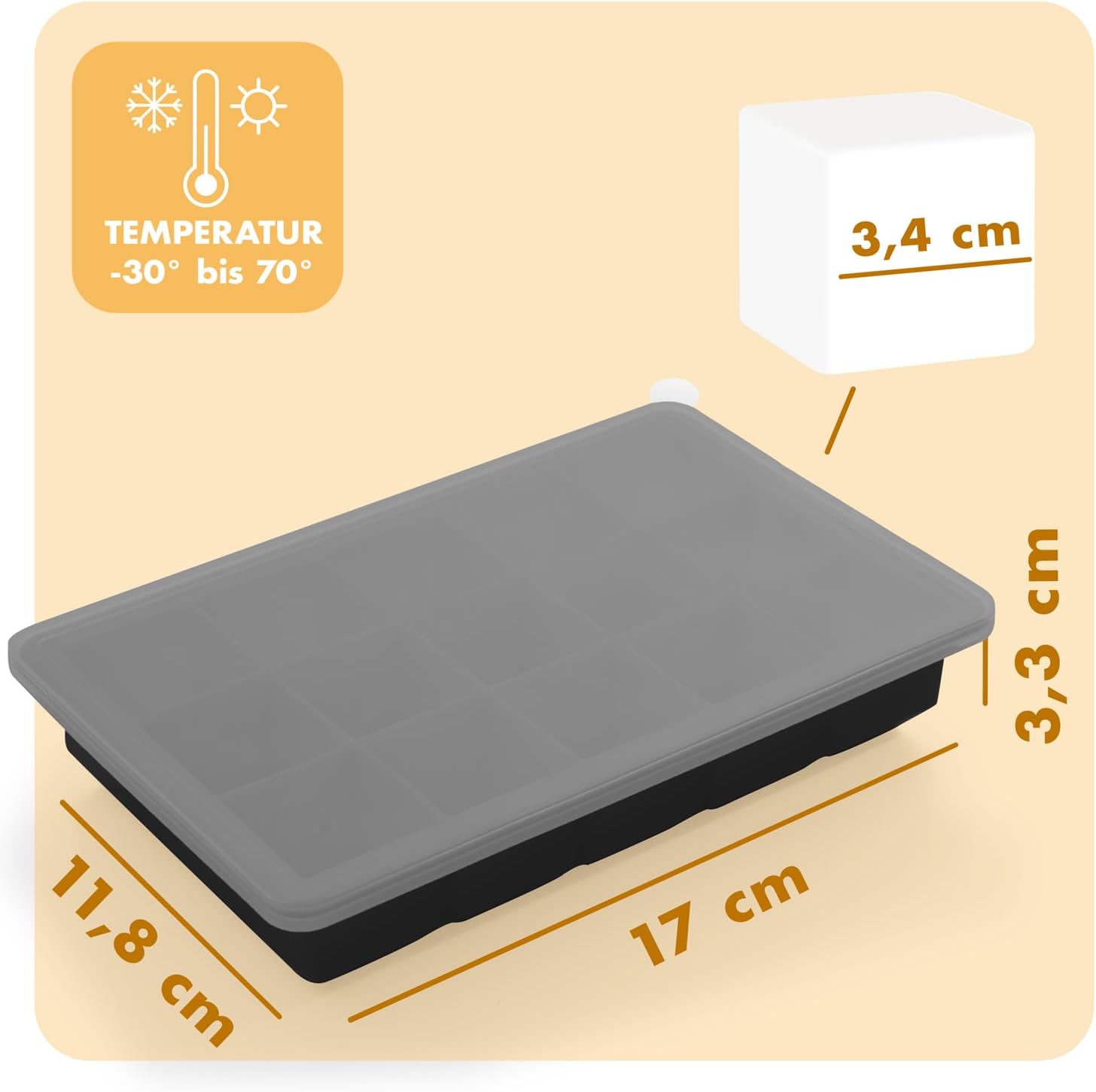 Thumbnail 3 de Blumtal Eiswürfelformen Silikon 3er Set – 15er Eiswürfelform mit Deckel, BPA-frei, lebensmittelecht, Schwarz