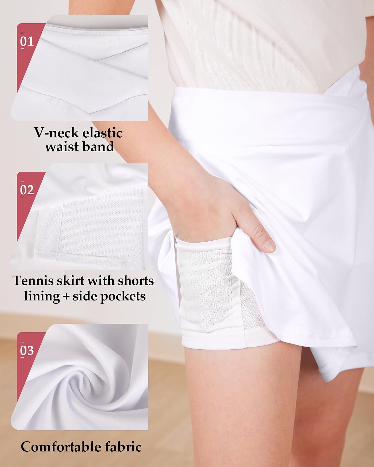 Detalle de Tennisrok voor meisjes met geplooide rok, short en 2 zakken
