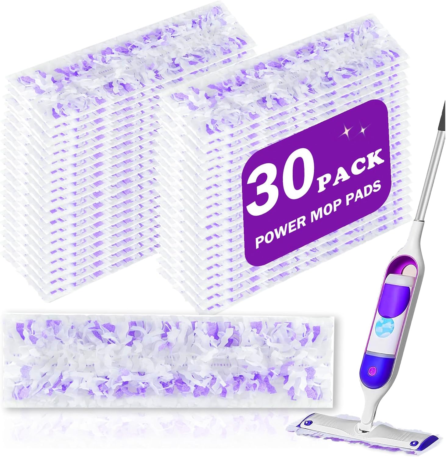 30 Pack Disposable Power Mop Pads for Swiffer Power Mop – 5X Cleaning Power, 12+ Layers, 15.4 x 5.9 in