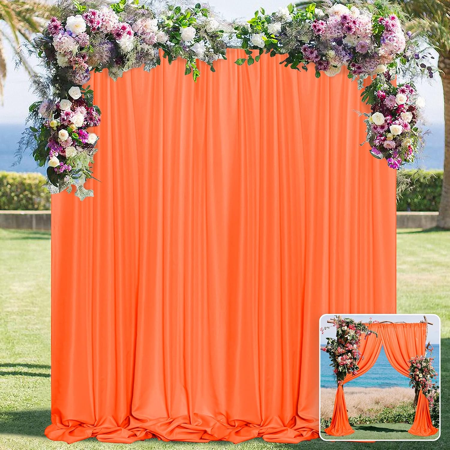 Detalle de Orange Backdrop Curtains, 5 ft x 10 ft