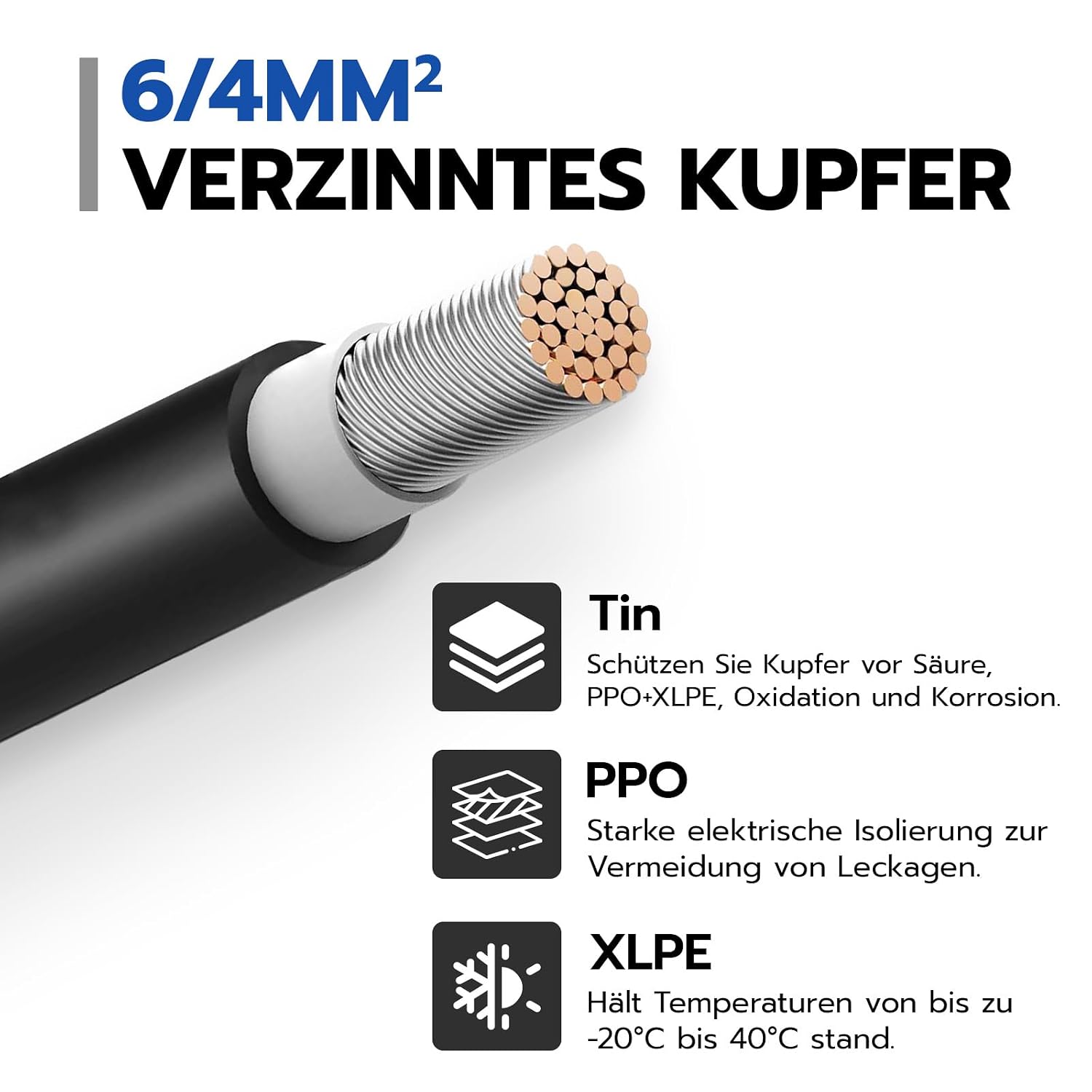 Detalle de WSPIHO Y-Verteiler & Solarkabel-Verteiler 2–10 Wege, 30A DC 1000V, MMF/FFM Photovoltaik Stecker – für Solaranlagen