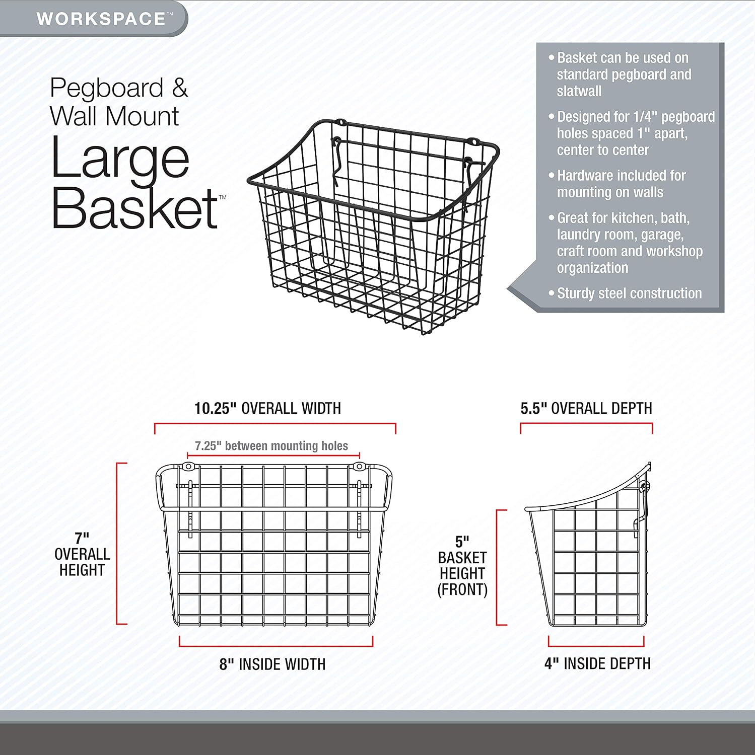 Detalle de Spectrum Diversified Pegboard Basket 10 x 5 x 7