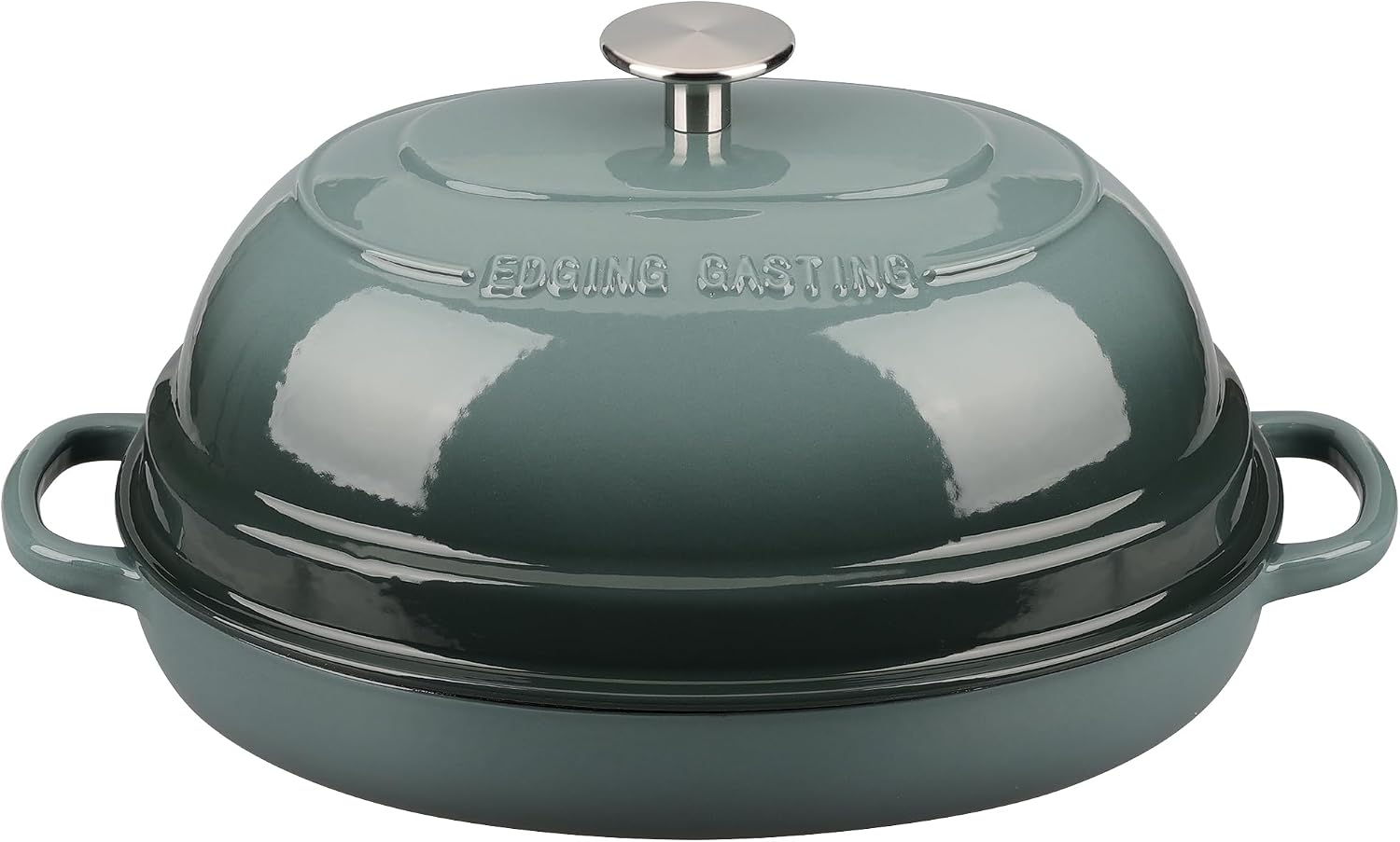 Thumbnail 6 de 6QT Enameled Oval Cast Iron Dutch Oven Bread Pot (Slateblue) with Lid for Sourdough & Artisan Loaves