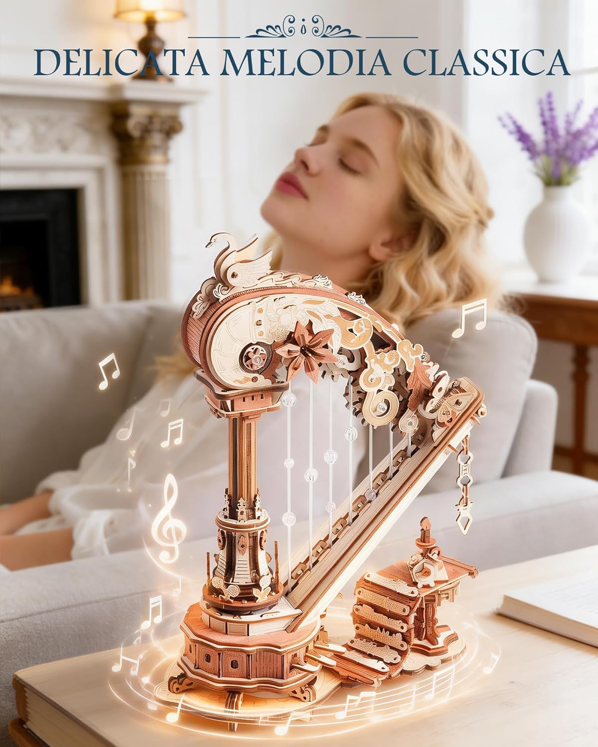 Thumbnail 1 de ROKR Arpa magica puzzle 3D in legno – Carillon meccanico in stile Rococò, regalo per appassionati