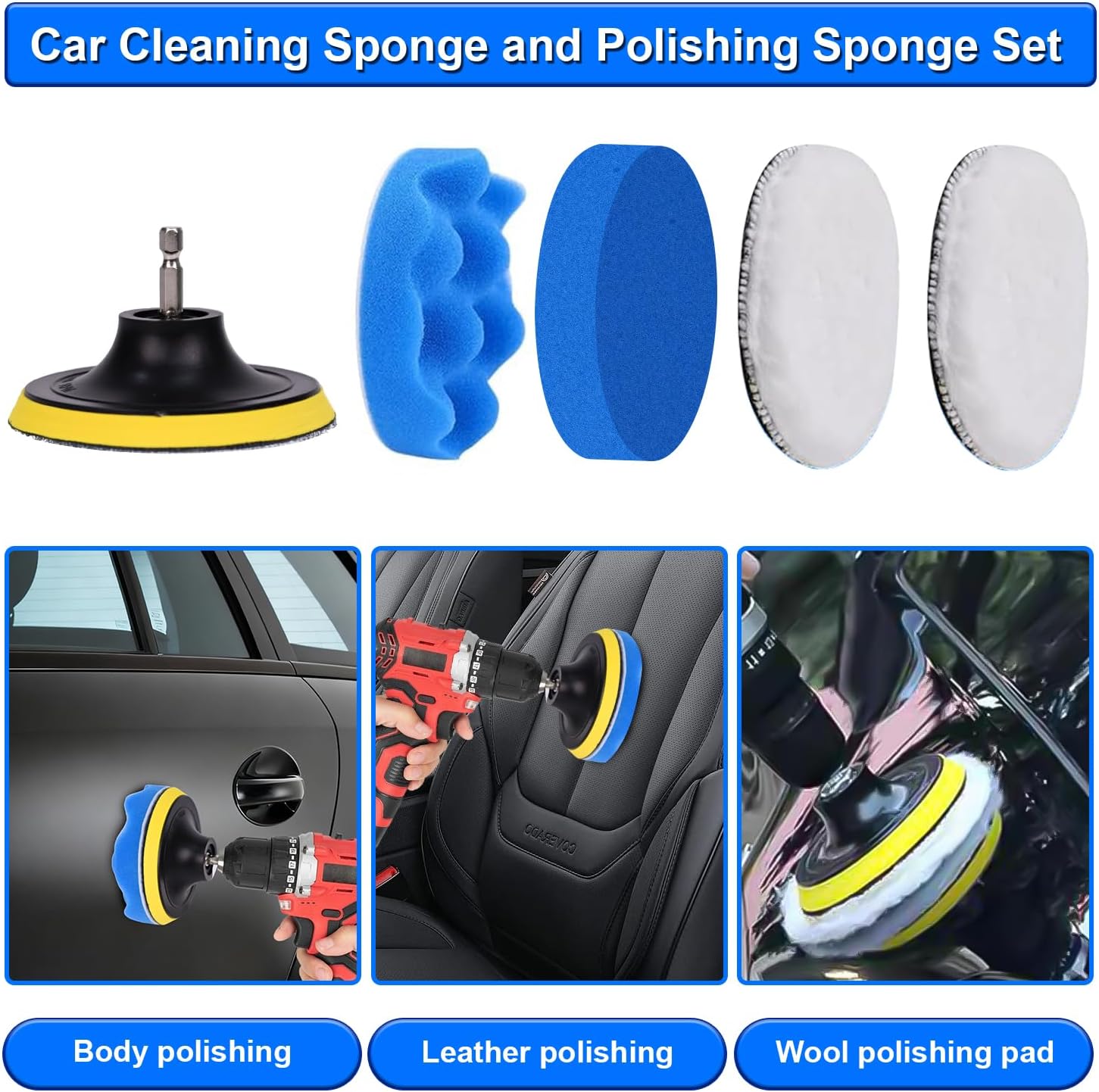 Detalle de BUCOMTU 36 Pezzi Kit Pulizia Auto: set completo per interni ed esterni, detailing e lavaggio
