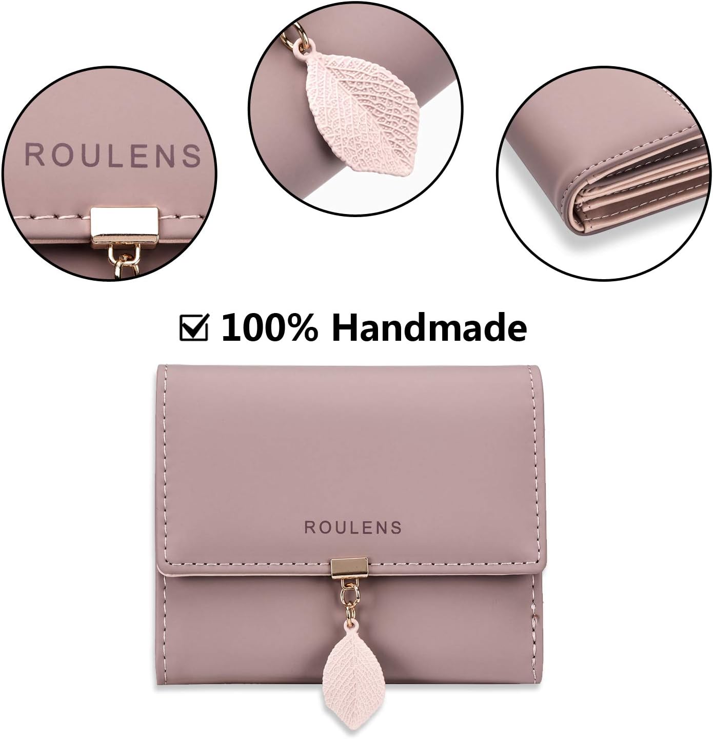 Detalle 2 de Roulens Ladies Purse: RFID-Blocking PU Leather Wallet with Leaf Pendant