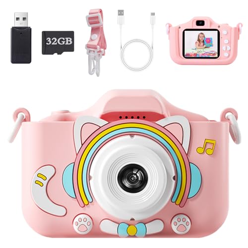 Detalle de Voniobuy Macchina Fotografica per Bambini – Fotocamera 1080P con Schermo IPS 2.0", 44 Cornici, 5 Giochi Educativi e Kit Regalo
