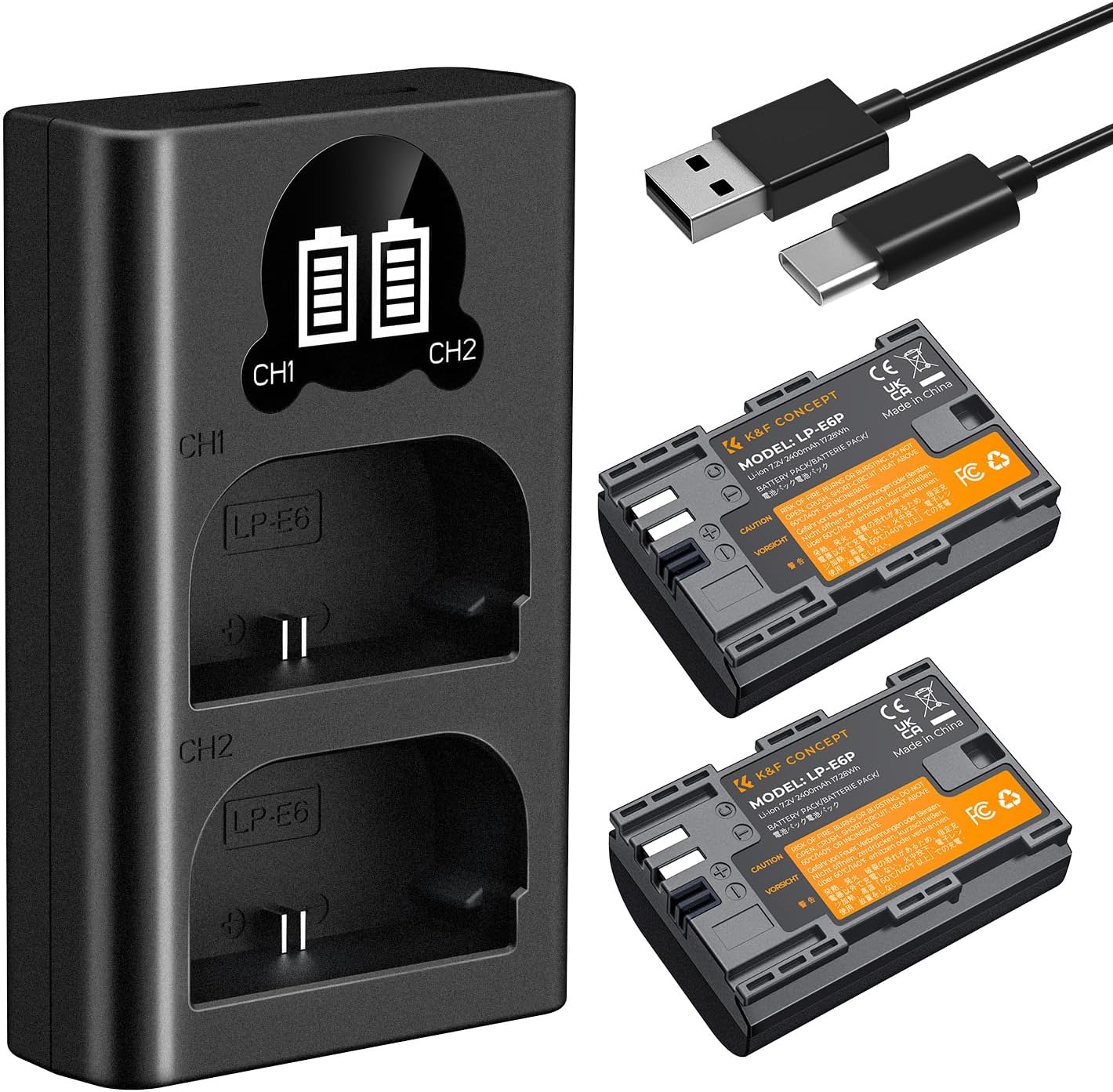 Detalle de K&F CONCEPT LP-E6P 2400mAh Kamera-Akku