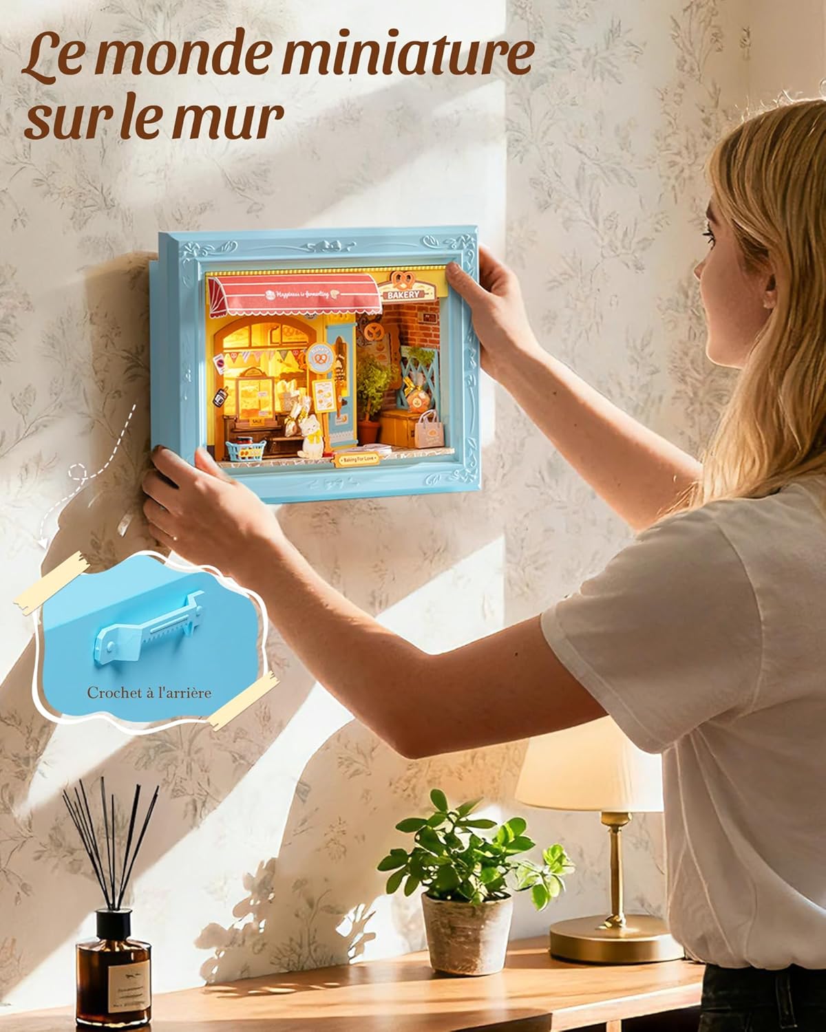 Thumbnail 3 de Rolife DIY Miniature Maison Boulangerie Fluffy Cat – Puzzle 3D en bois emboîtable 146 pièces avec LED tactile
