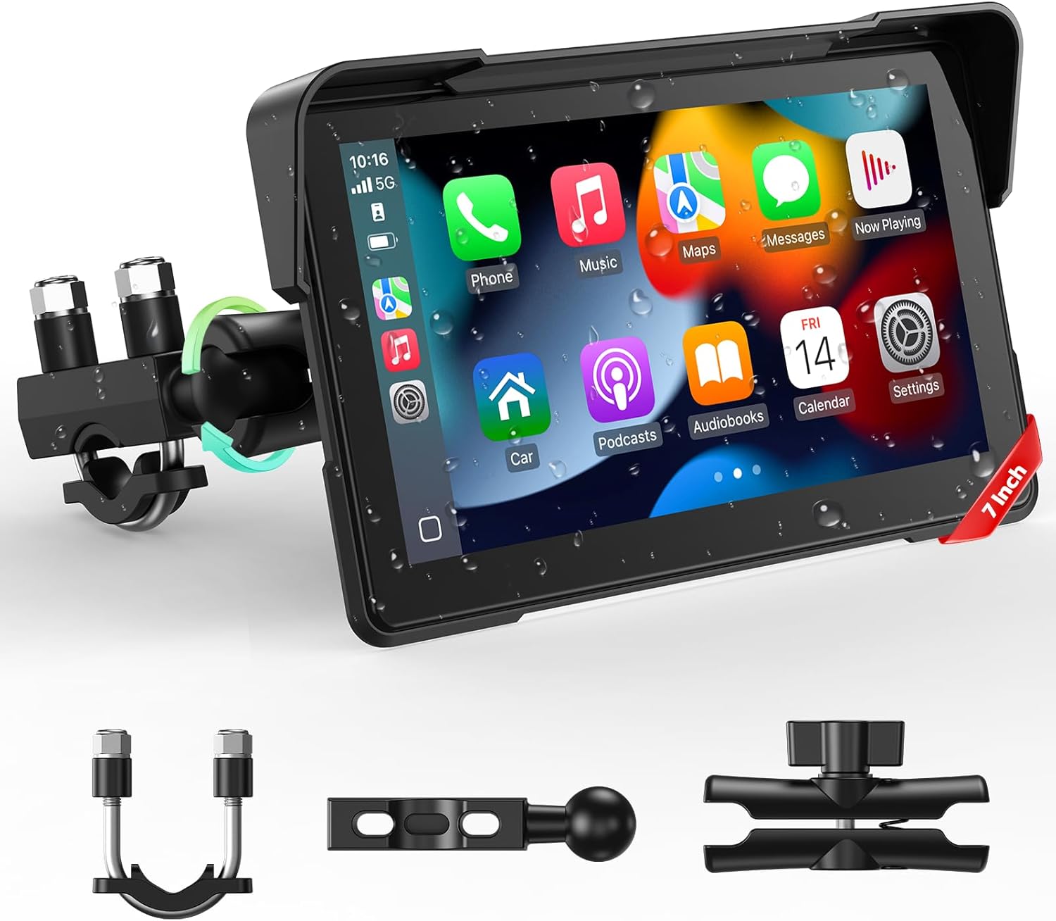 Detalle de LAMTTO CarPlay et Android Auto sans fil pour moto — Écran 7 pouces IP67, navigation GPS sans fil