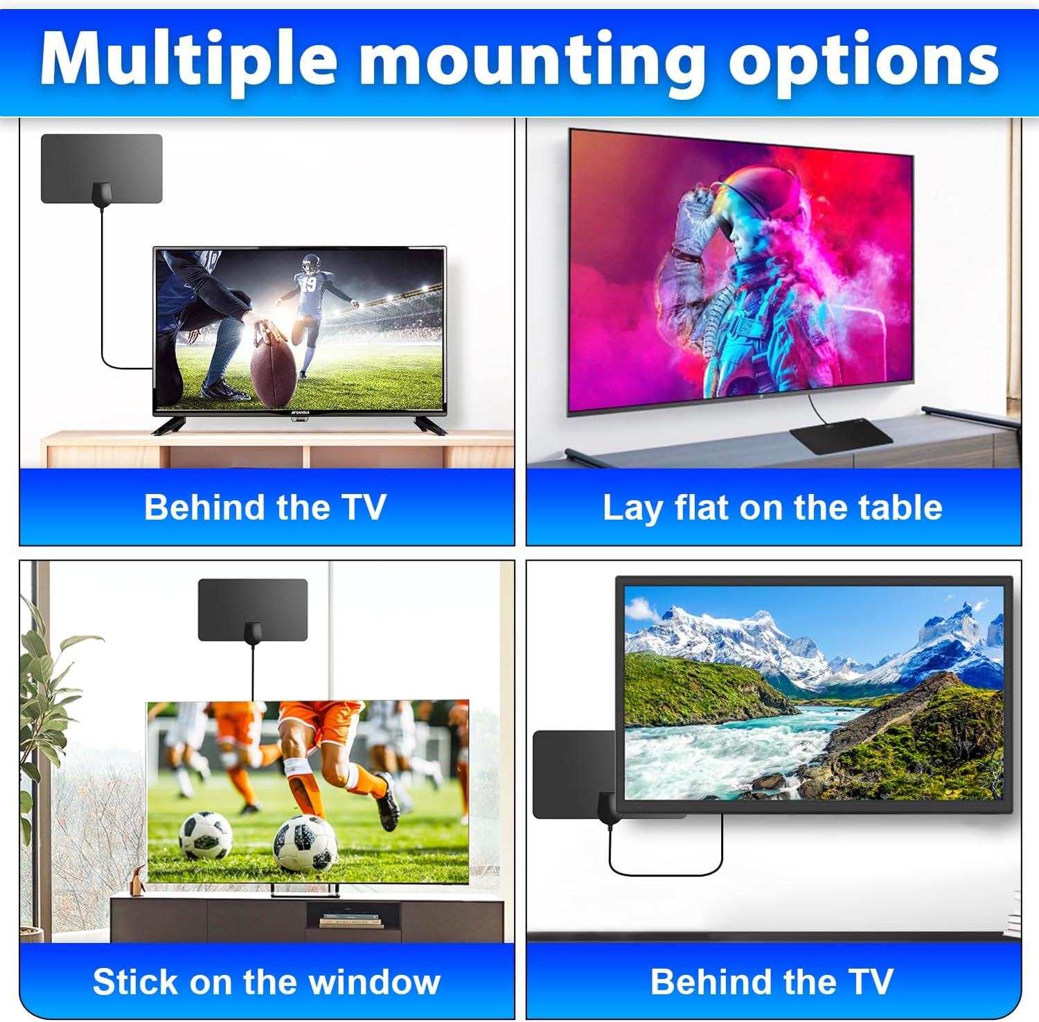 Detalle 2 de 2026 Indoor TV Aerial for Freeview: Long‑Range 360° Digital HDTV Aerial for Clear Local Channels