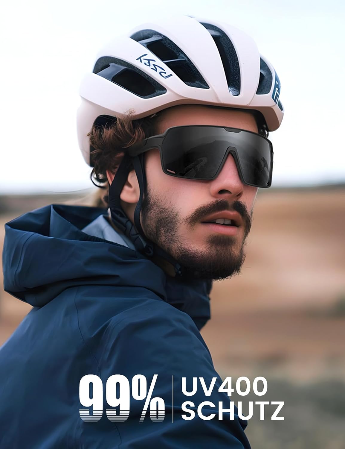 Detalle de Lamicall Fahrradbrille TR-90 Ultraleicht mit UV400, polarisierte TAC-Linsen – Herren/Damen Vollrand, winddicht
