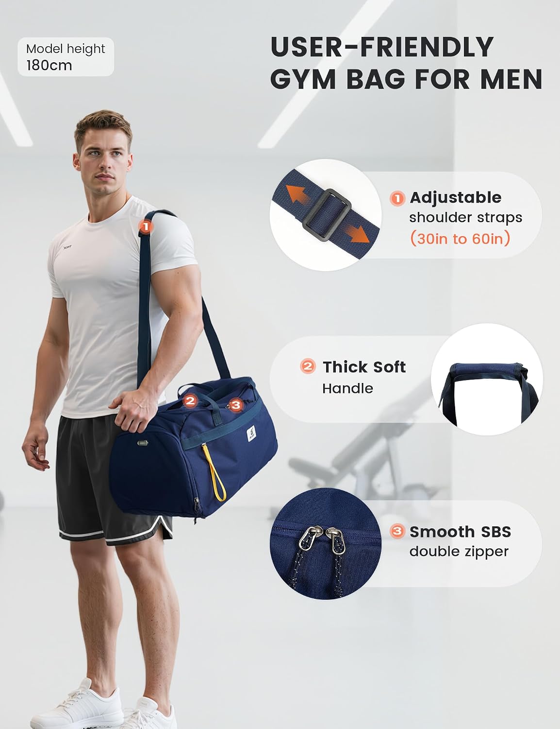 Thumbnail 6 de SKYSPER 35L Sporttasche & Reisetasche mit Schuhfach und Nassfach – 48 x 26 x 27 cm, 35 L